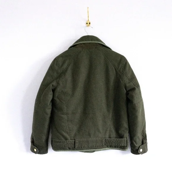 Olive Green Padded Moto Fall Jacket - Picture 5 of 8
